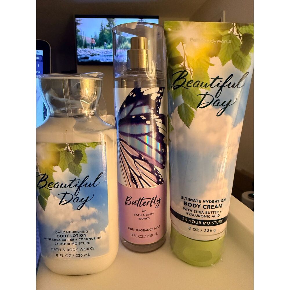NEW Bath & Body Works Beautiful Day & Butterfly 3 Pc Lot